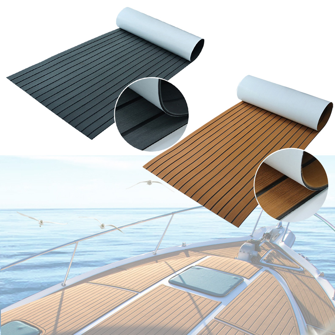 Fishing Boat Fiberglass - EVA-Schaumstoff Bootsbelag, Kunstteak-Bootsdeck-Matte 450x2400x6mm, Rutschfeste Yacht-Bodenmatte,